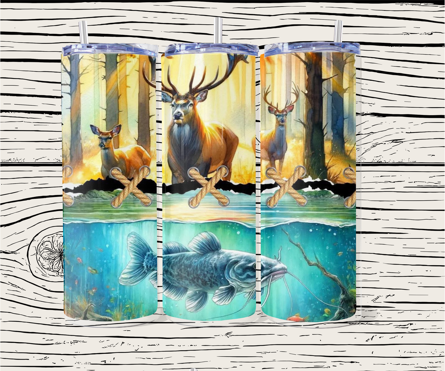 Deer and fish 20 oz Tumbler