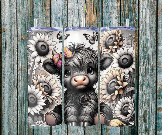 Cow and sunflower 20 oz tumbler