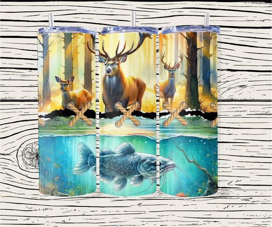 Deer and fish 20 oz Tumbler