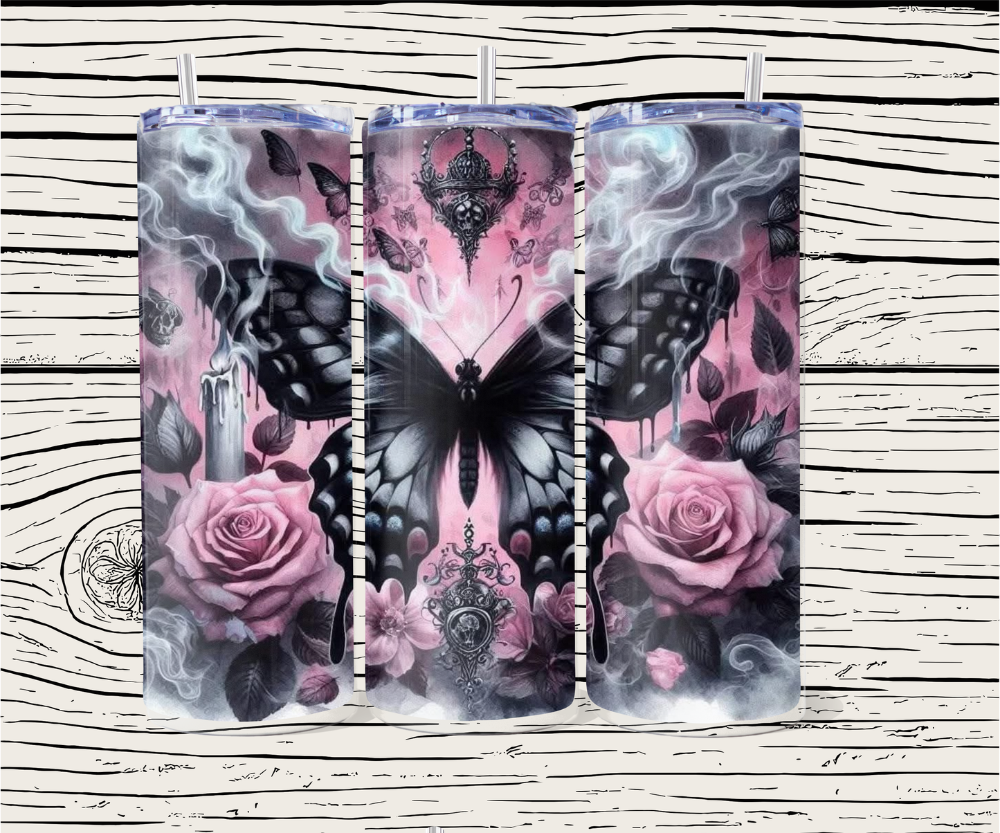 Black butterfly 20 oz Tumbler