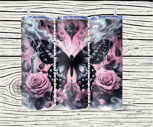 Black butterfly 20 oz Tumbler